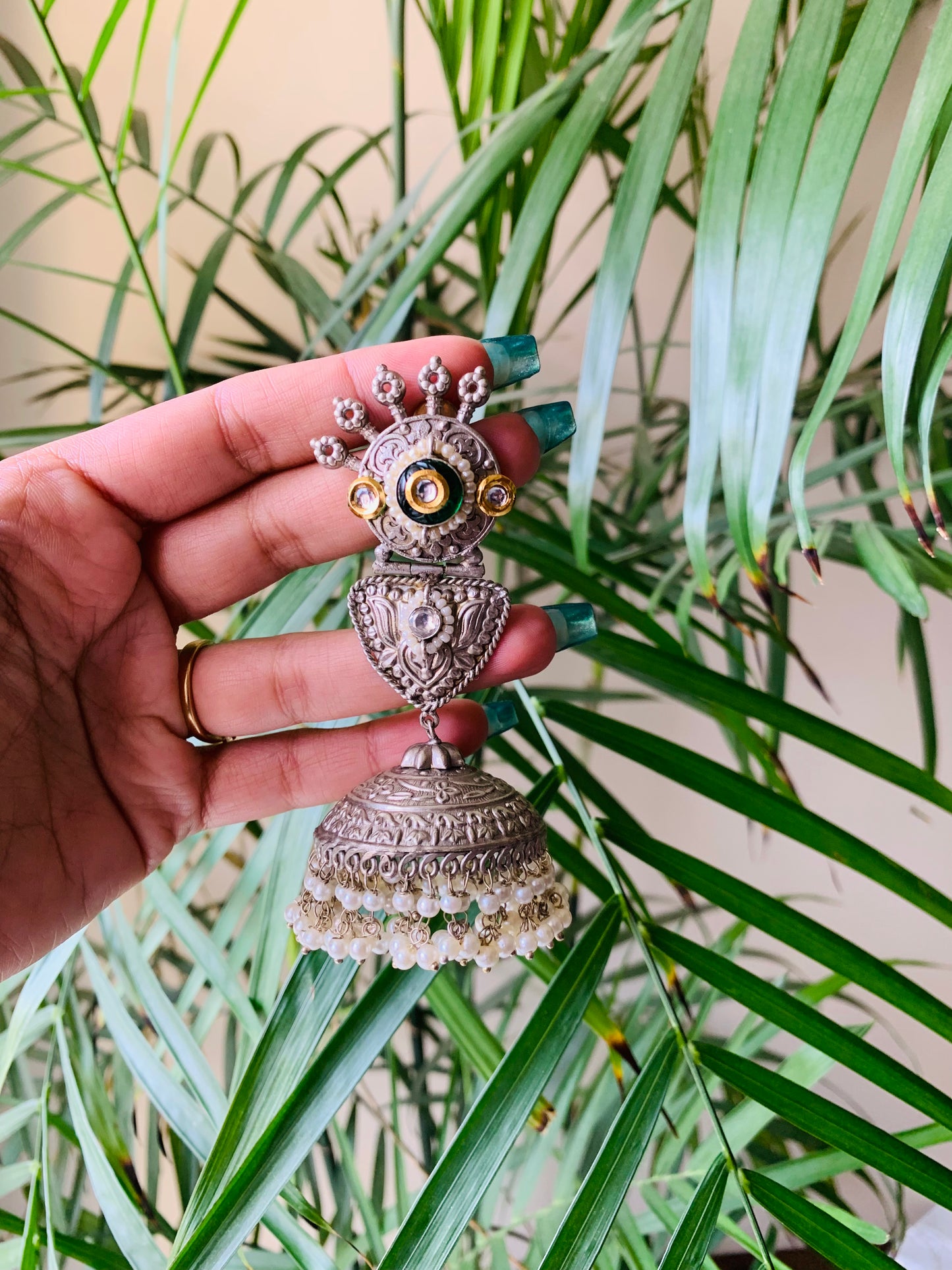 Jumbo Peacock Jaipuri Jhumka Earrings