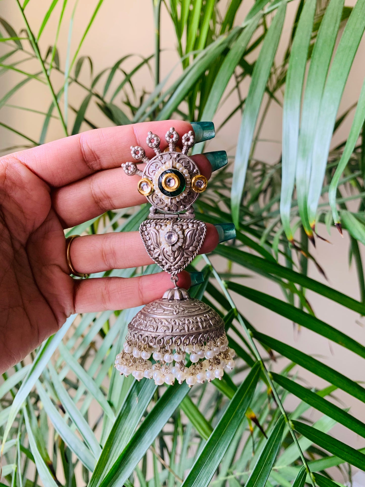 Jumbo Peacock Jaipuri Jhumka Earrings