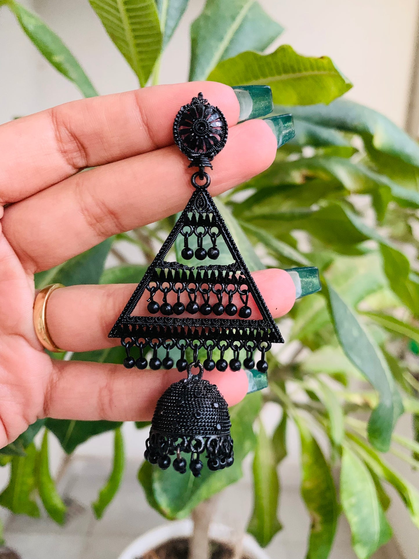 Black Triangle Drop Jhumka