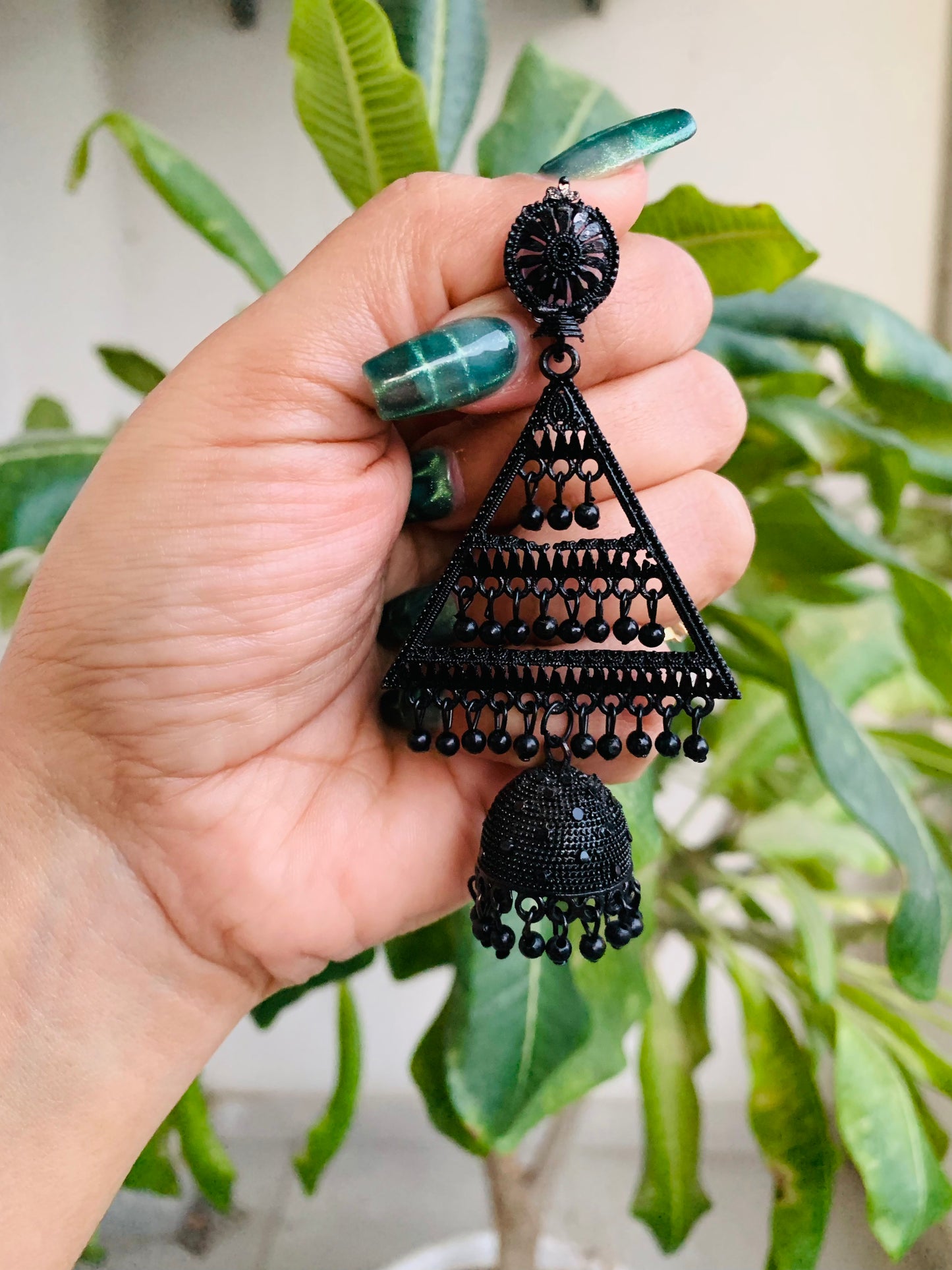Black Triangle Drop Jhumka