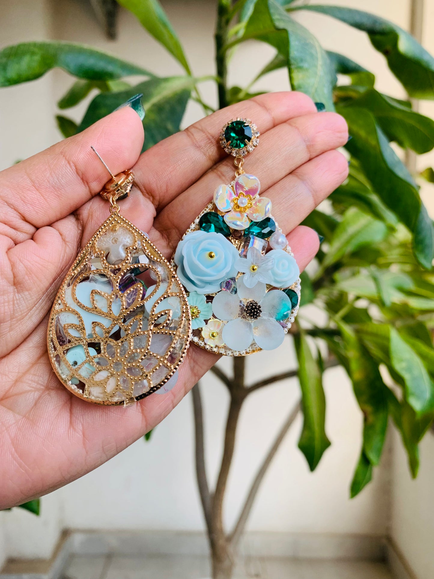 Tear Drop Flower Earrings
