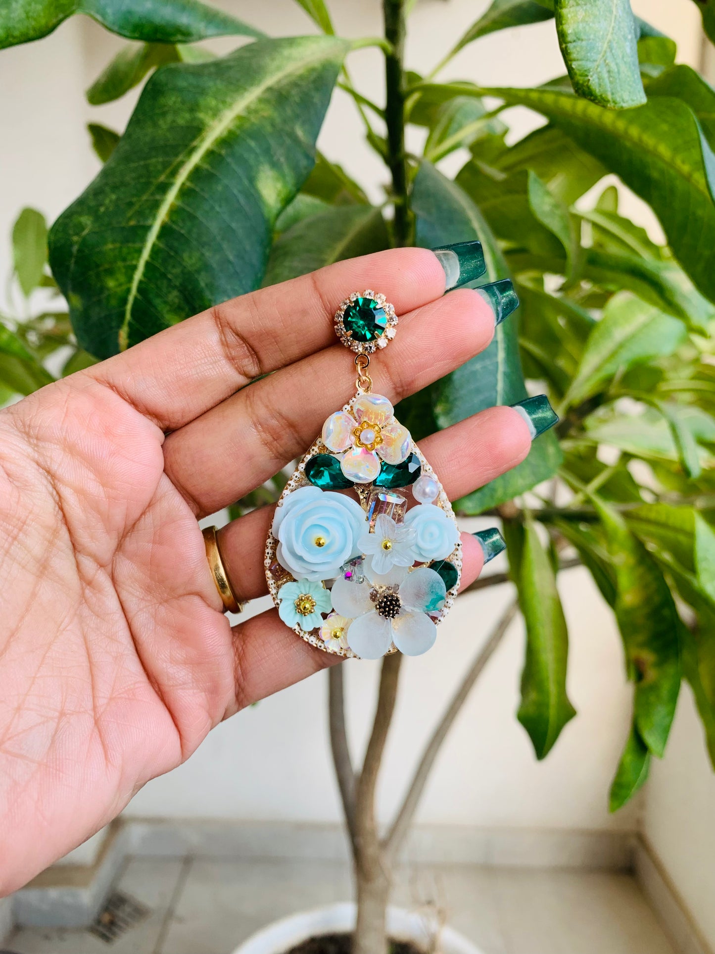 Tear Drop Flower Earrings