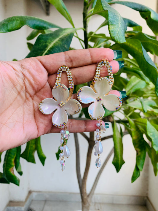 Flower Shaped Long Earrings