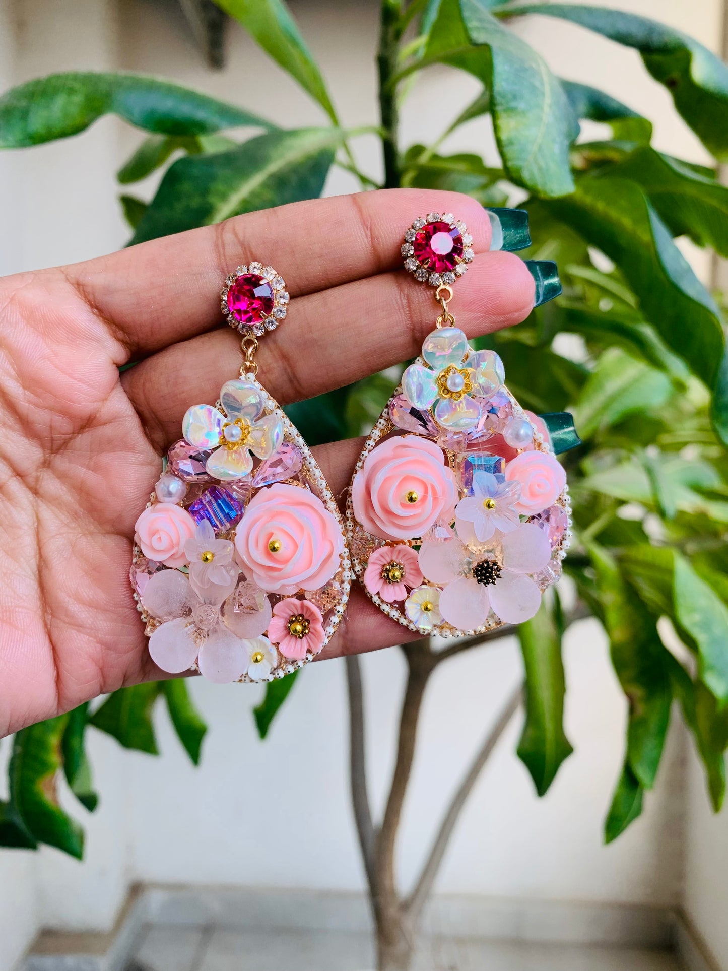 Tear Drop Flower Earrings