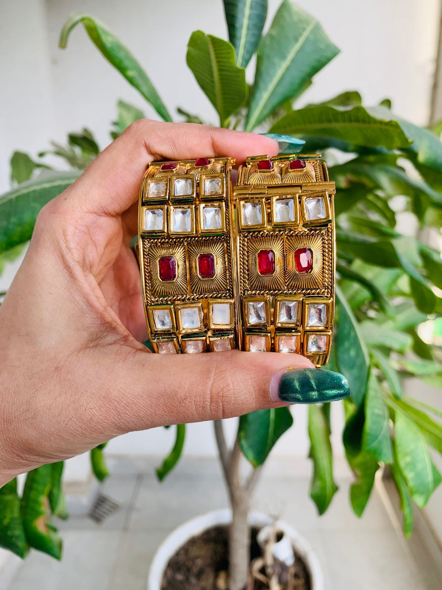 Kundan and Natural Stone Bangles