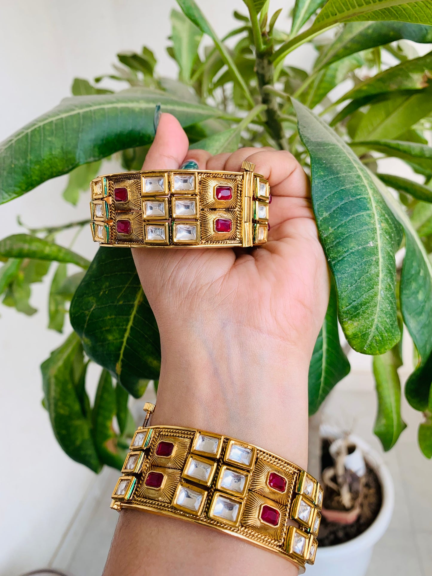 Kundan and Natural Stone Bangles