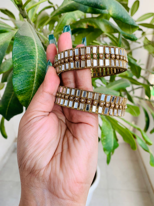 Rectangle Mirror Matte Gold Bangles