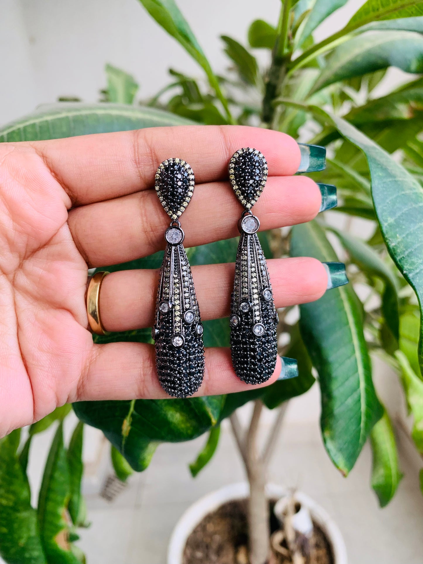 Long Style American Diamond Danglers