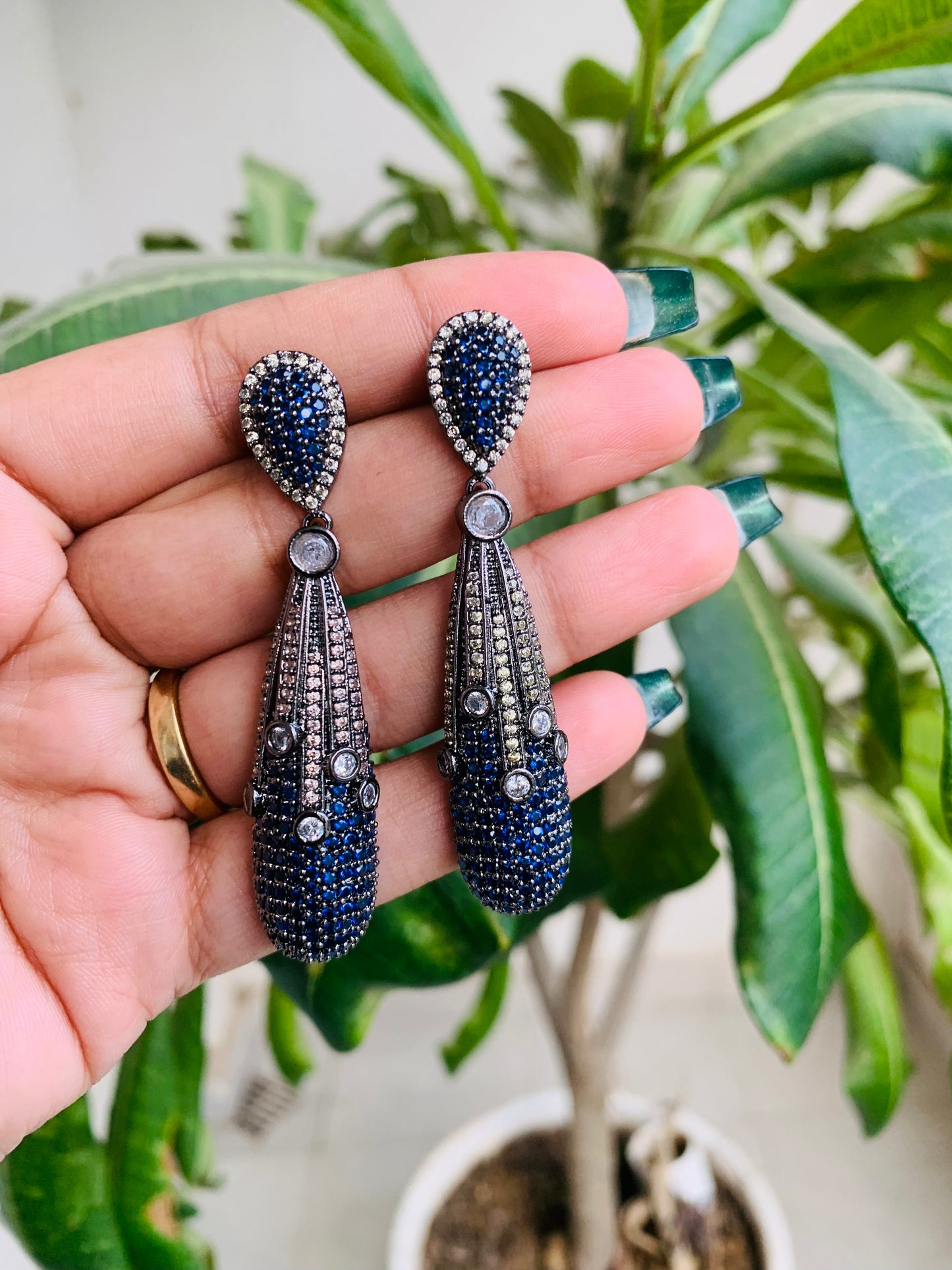 Long Style American Diamond Danglers