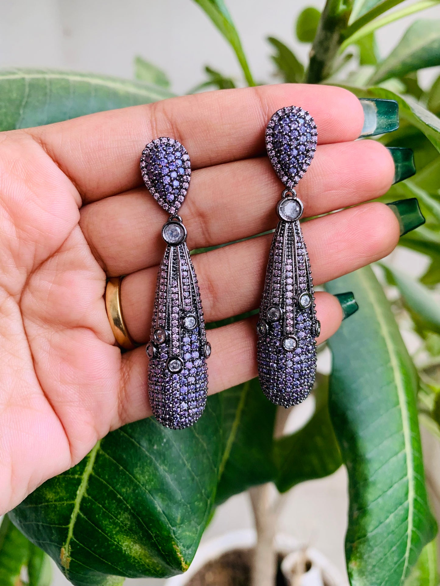 Long Style American Diamond Danglers