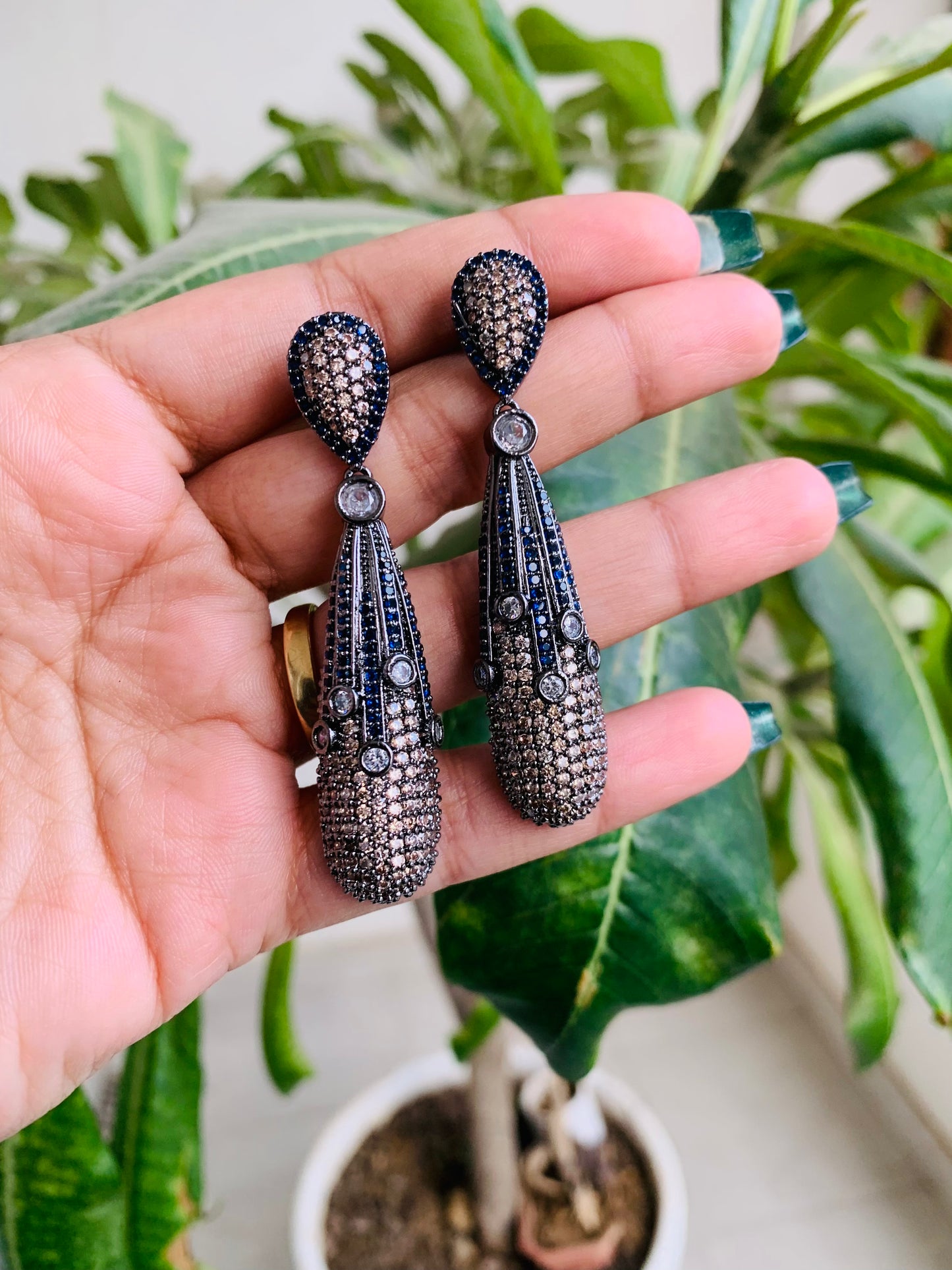Long Style American Diamond Danglers