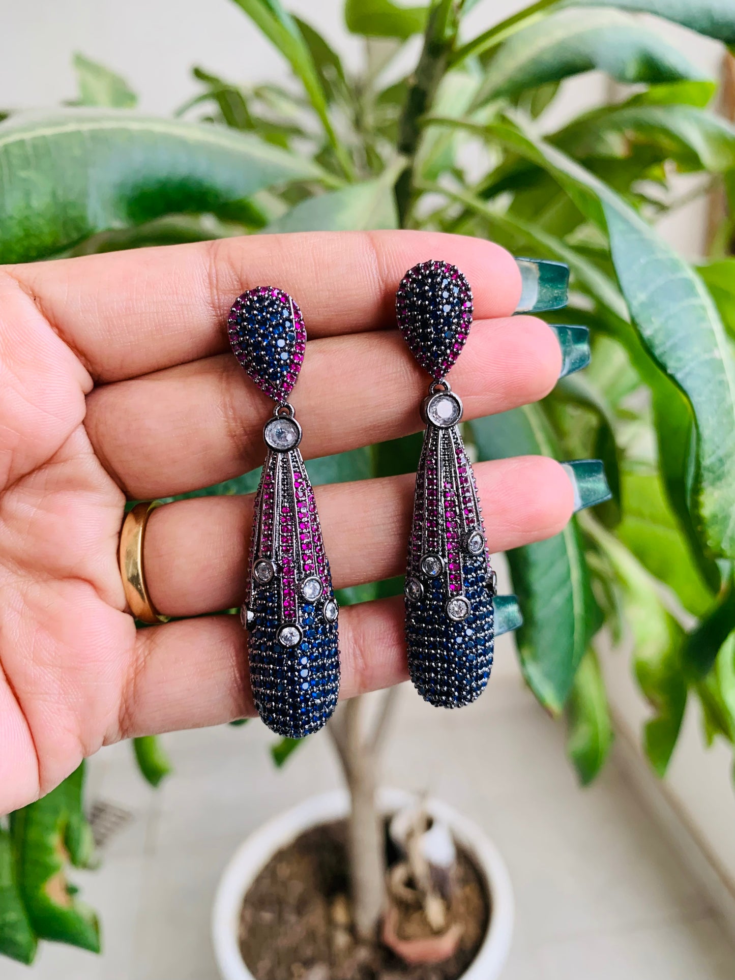 Long Style American Diamond Danglers