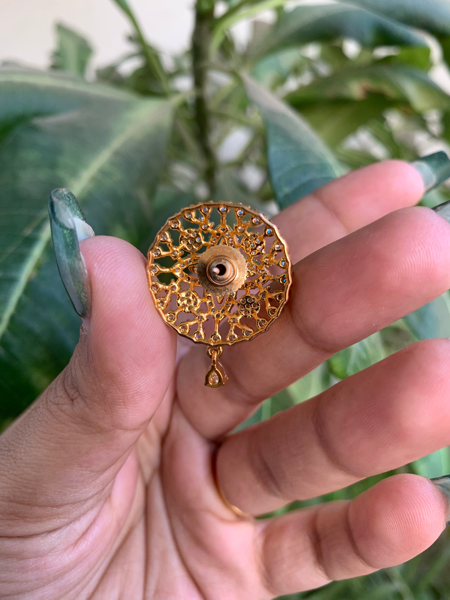 Elegant Golden AD Studs – Everyday Wear