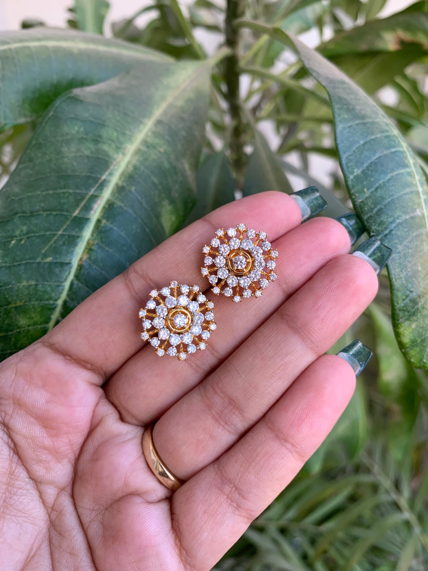 Elegant Golden AD Studs – Everyday Wear