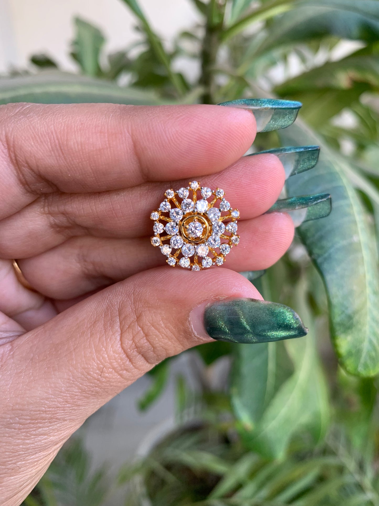 Elegant Golden AD Studs – Everyday Wear