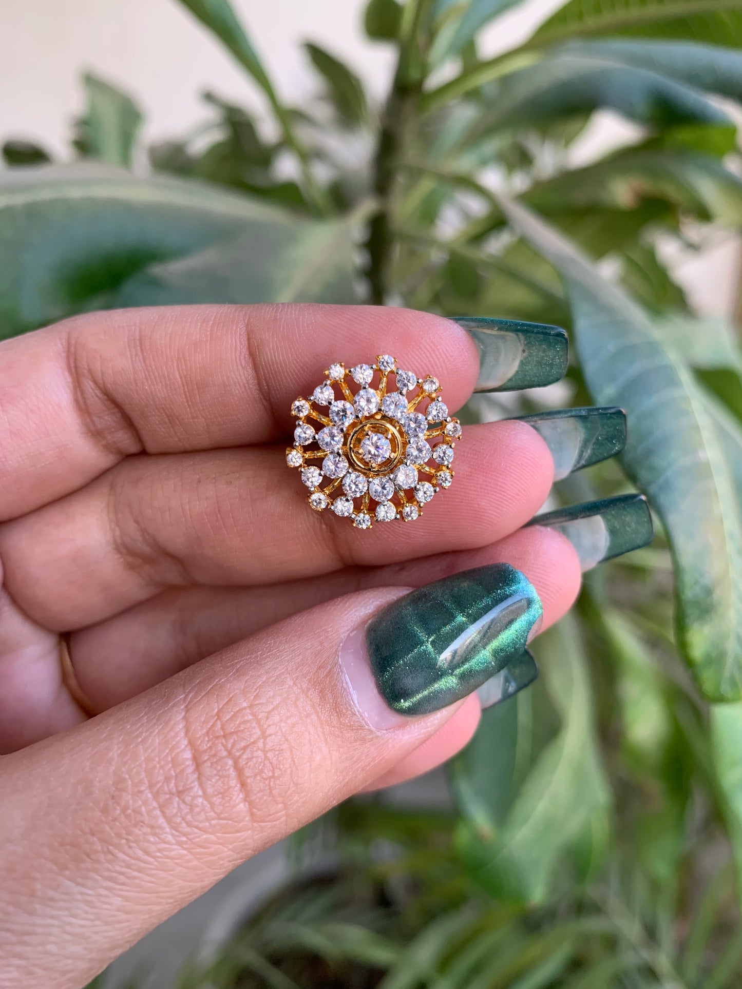 Elegant Golden AD Studs – Everyday Wear