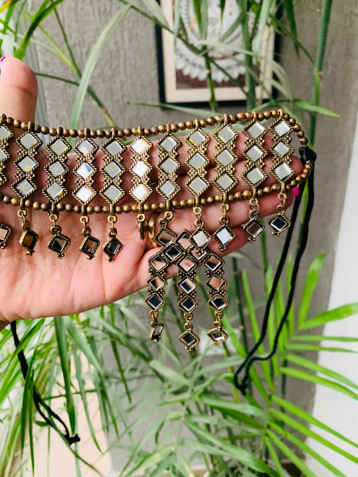 Square Mirrors Choker with Studs