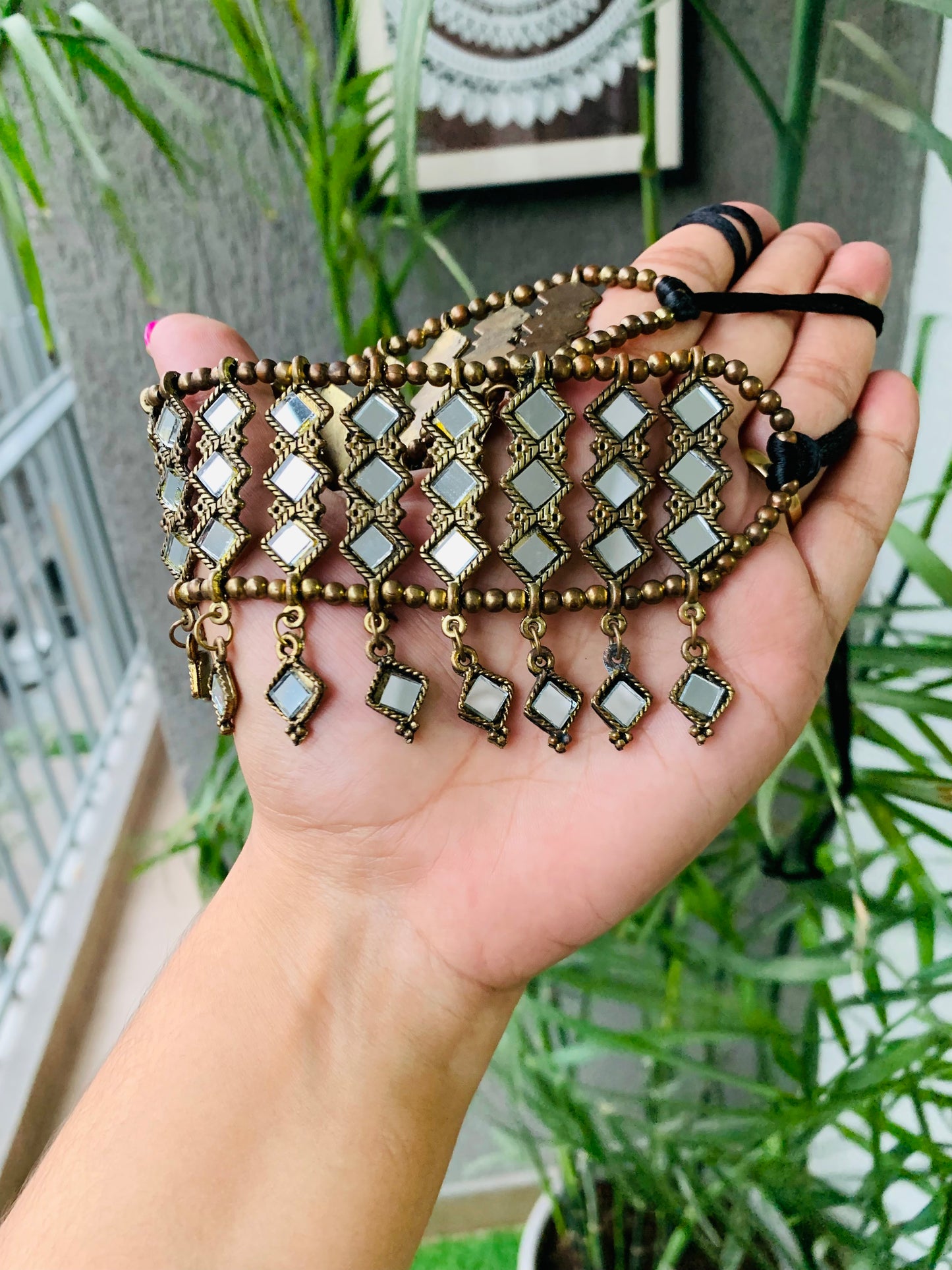 Square Mirrors Choker with Studs