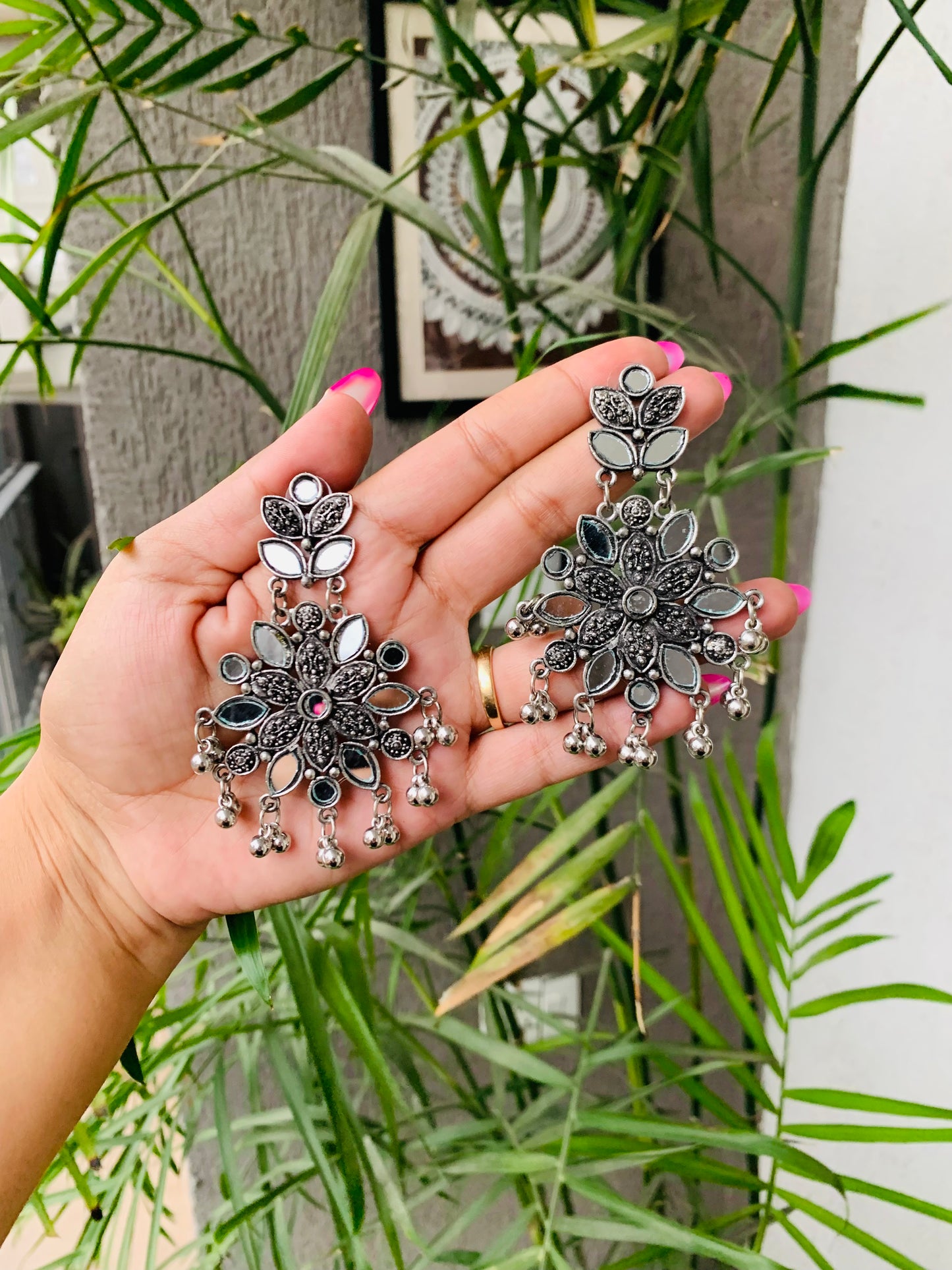 Mirror Necklace with Earrings
