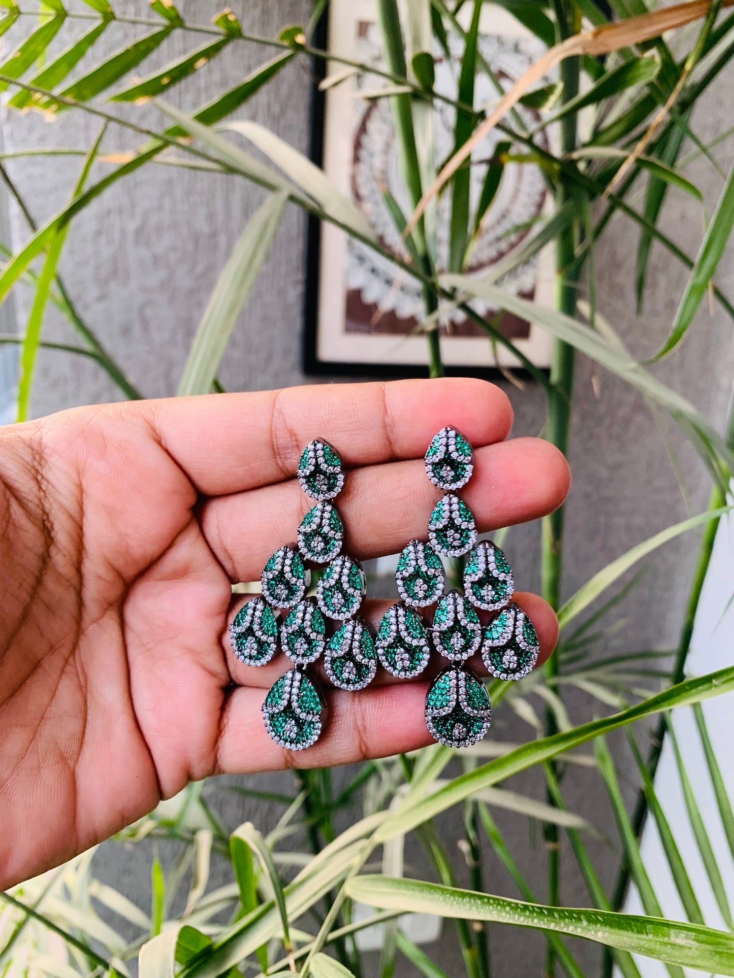 Micro American Diamonds Emerald Green Dangler