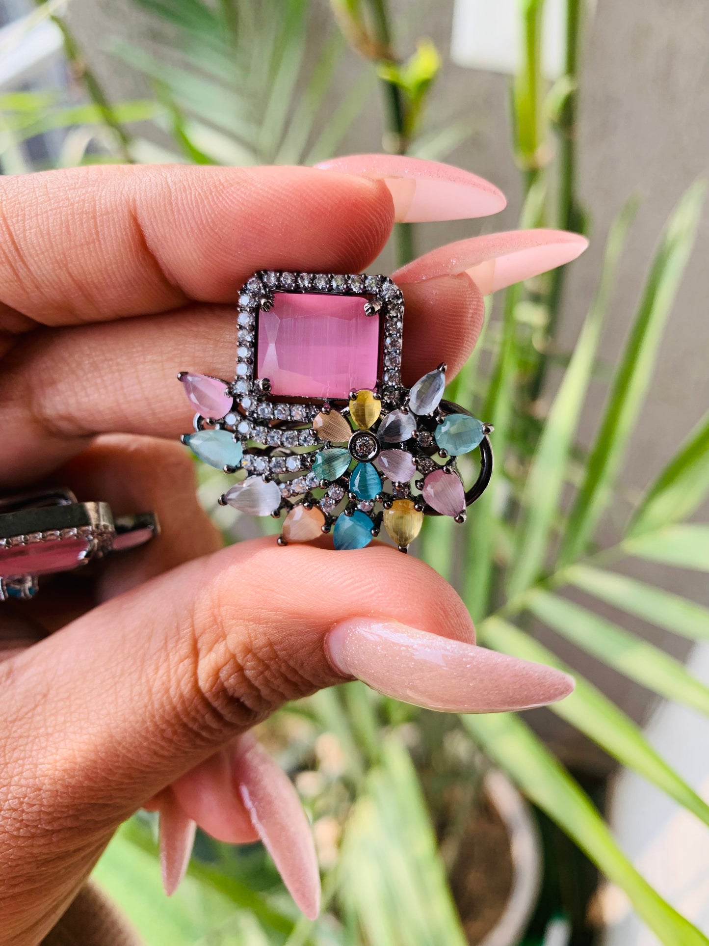 Unique Flower AD Stud Earrings