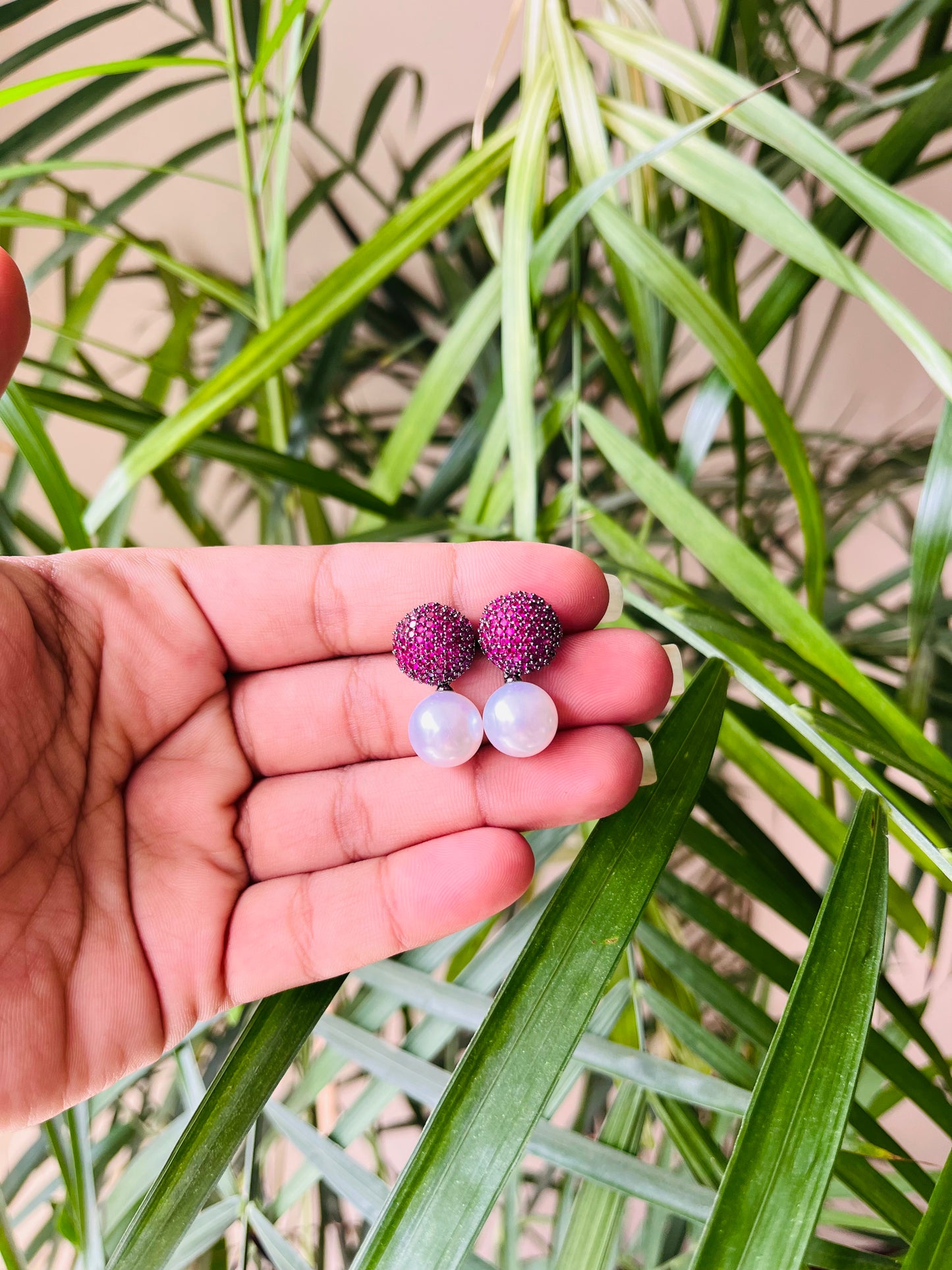Micro AD Small Studs with Pearl Drop