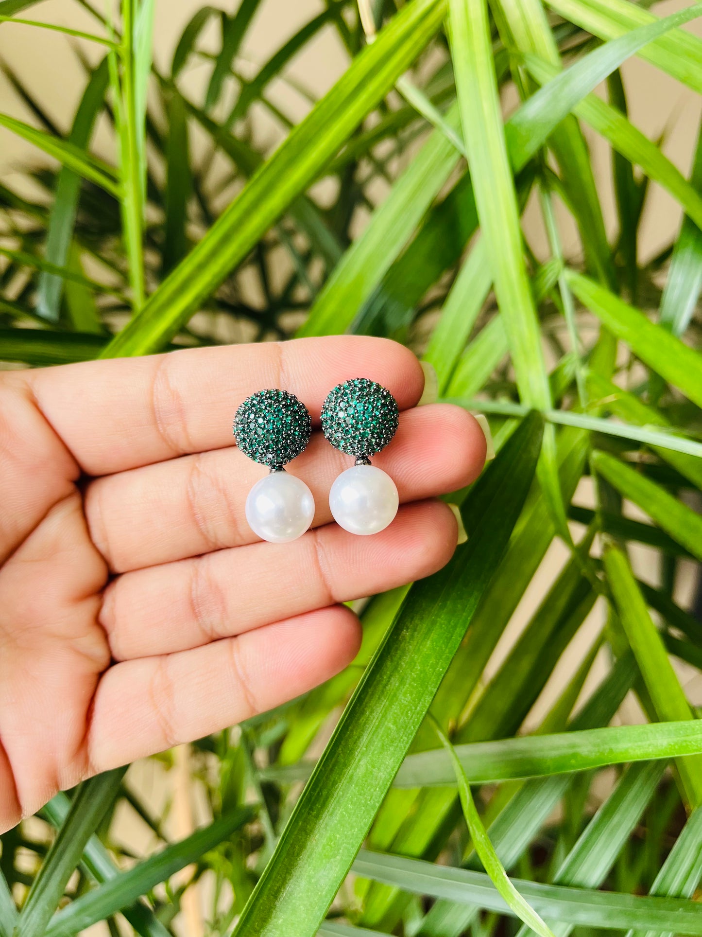 Micro AD Small Studs with Pearl Drop