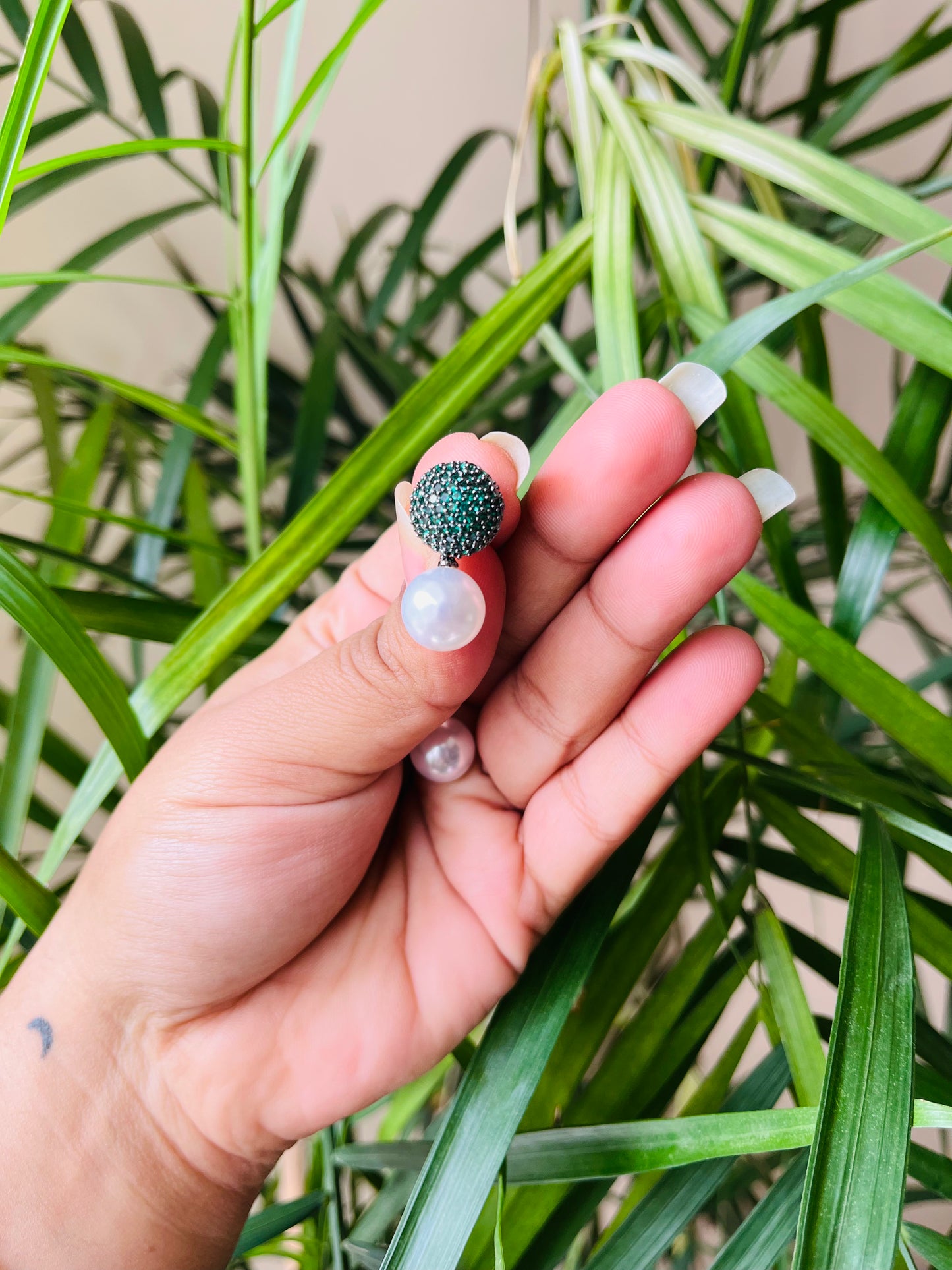 Micro AD Small Studs with Pearl Drop