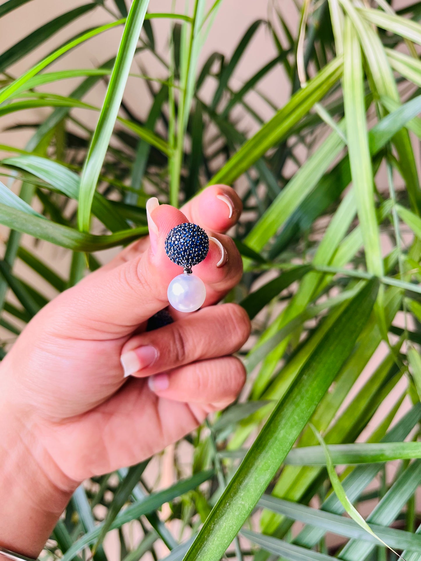 Micro AD Small Studs with Pearl Drop