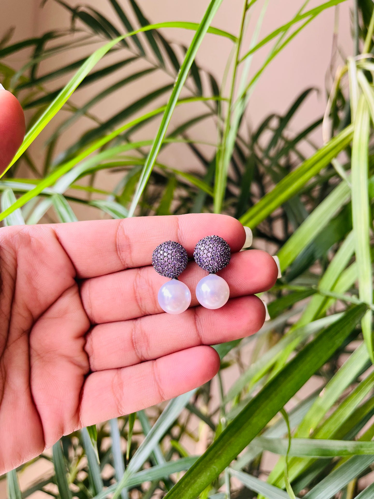 Micro AD Small Studs with Pearl Drop