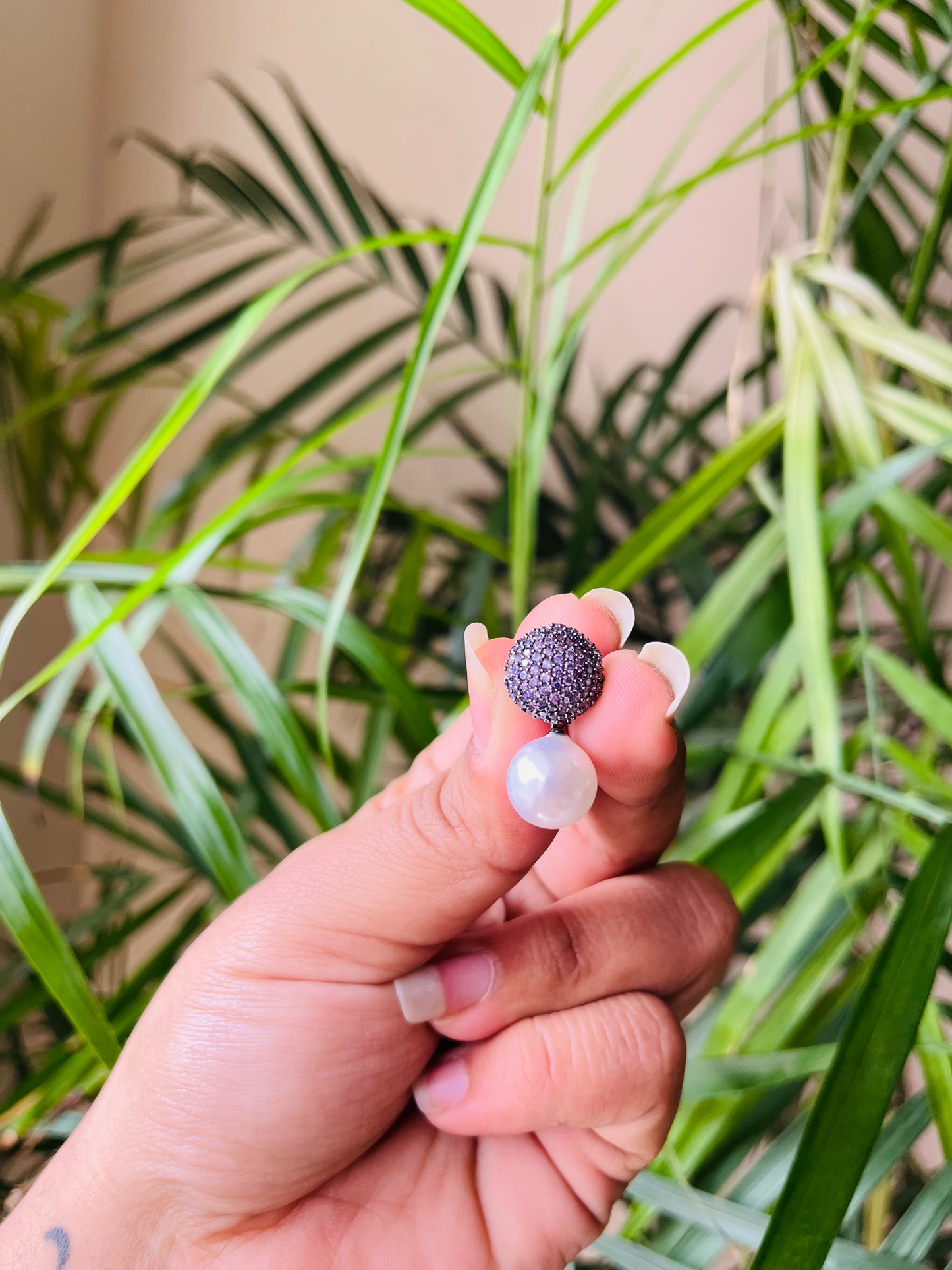 Micro AD Small Studs with Pearl Drop