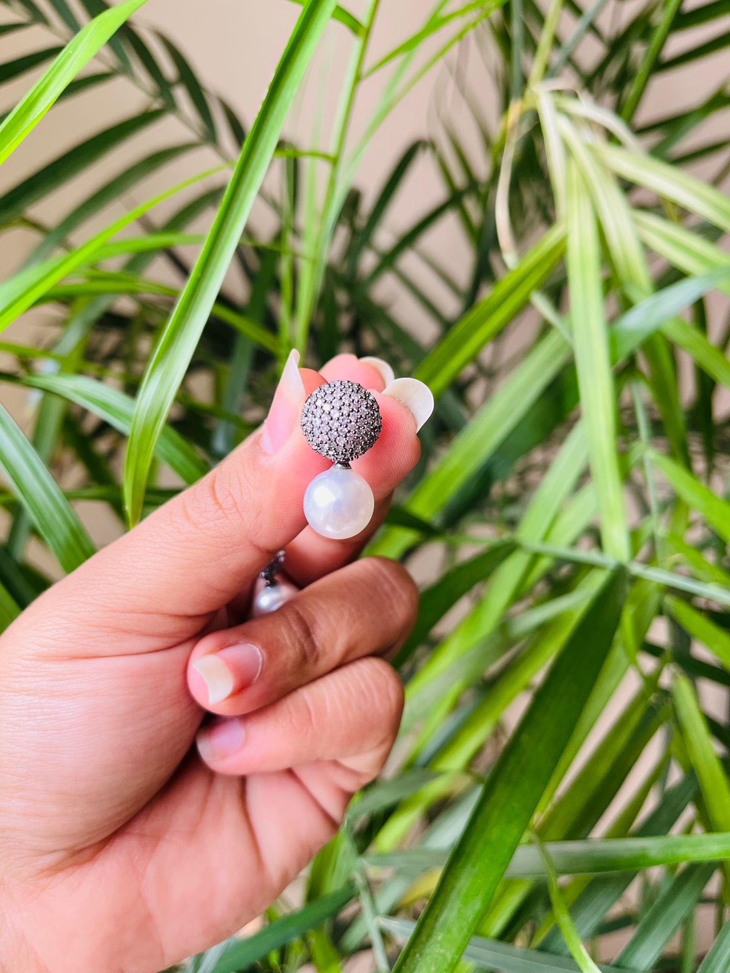 Micro AD Small Studs with Pearl Drop