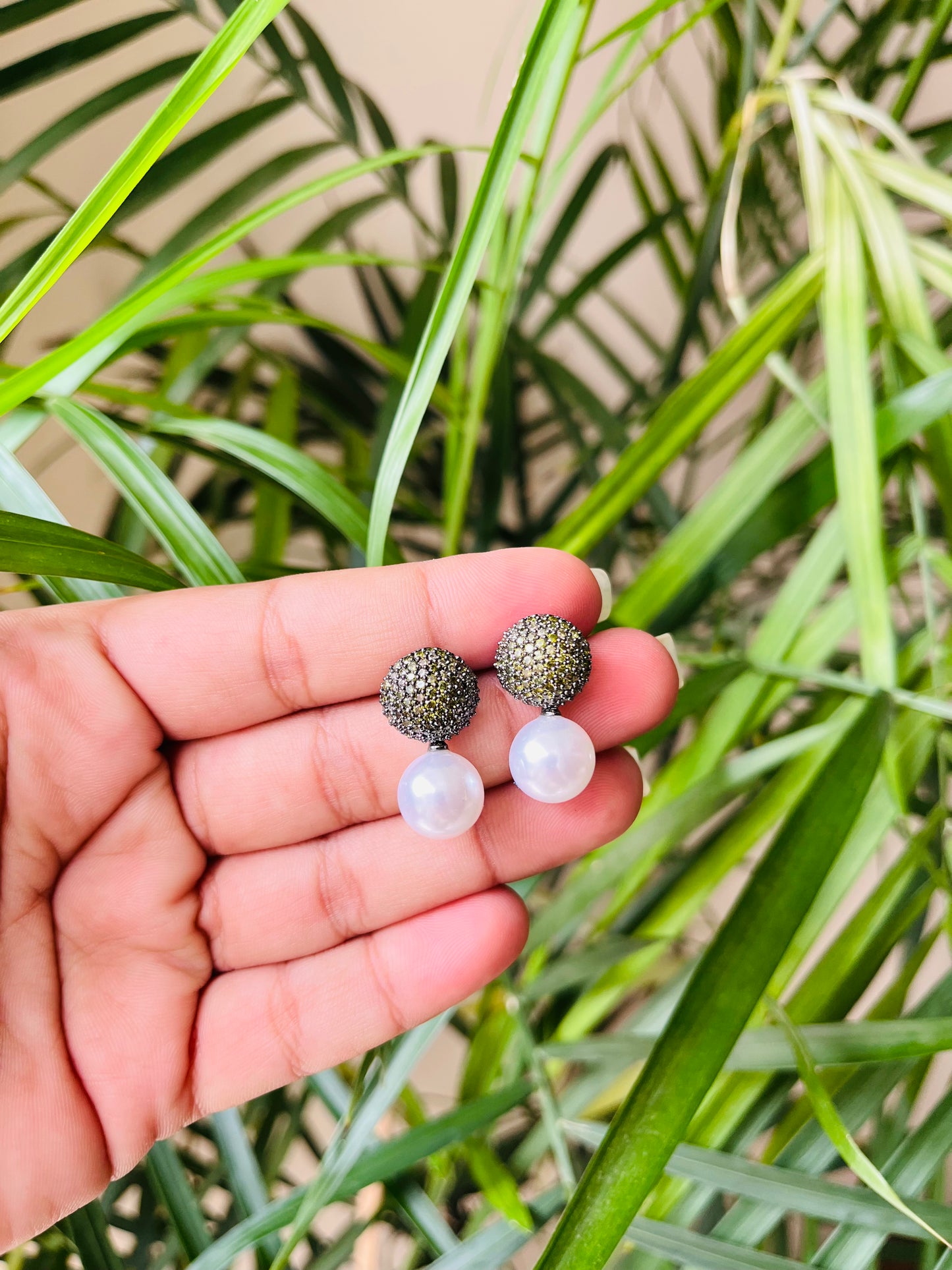Micro AD Small Studs with Pearl Drop