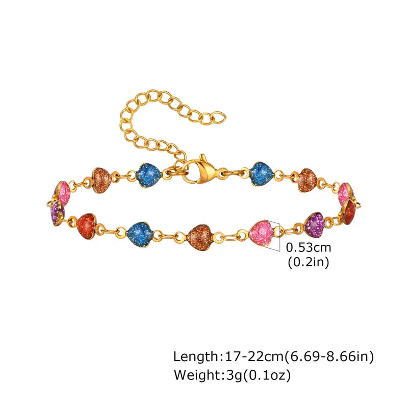Anti Tarnish Heart Charm Bracelet