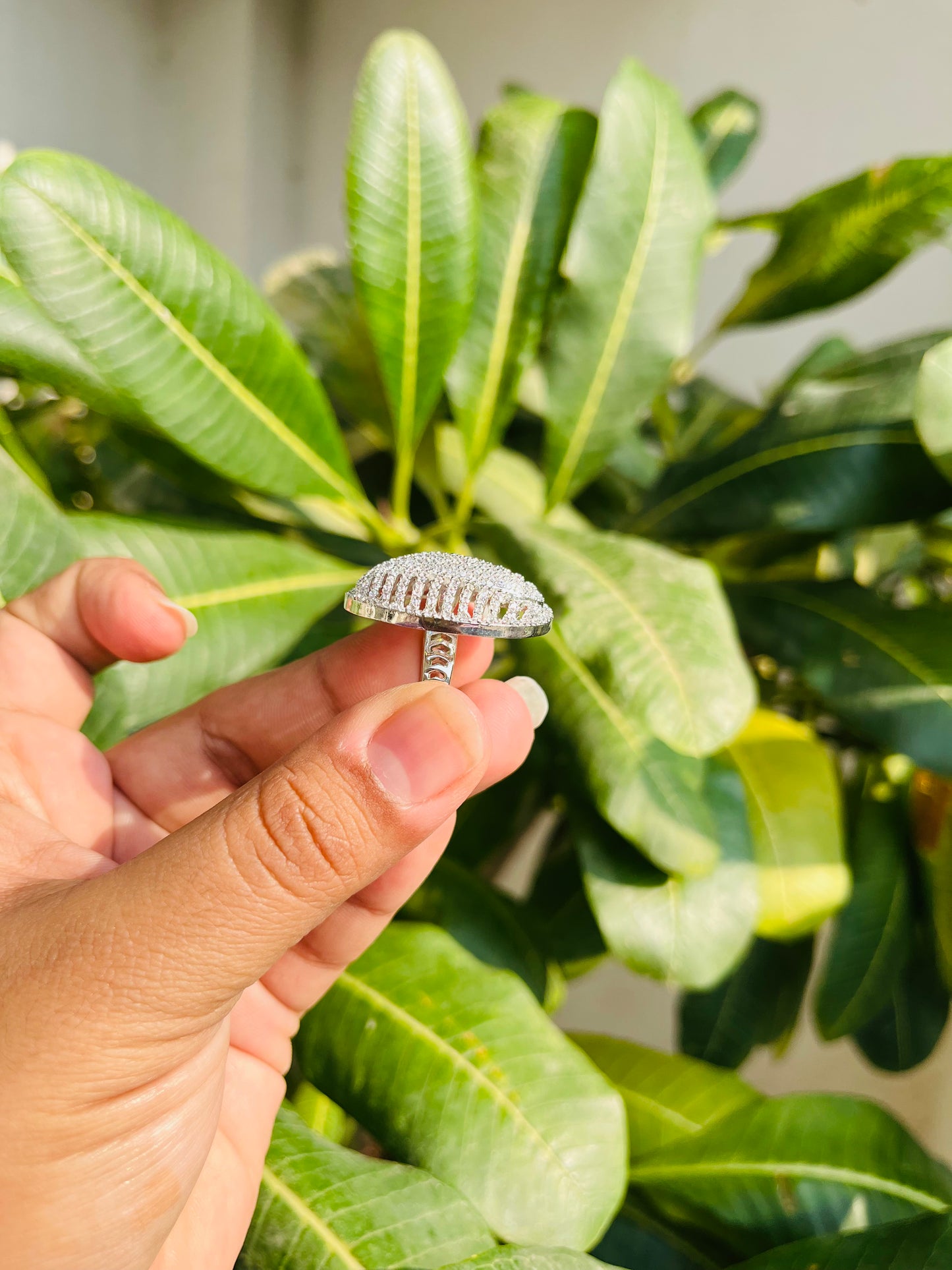 Oval Shaped Designer American Diamond Ring