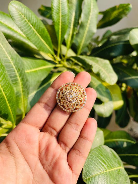 Real Look Golden Round AD Ring