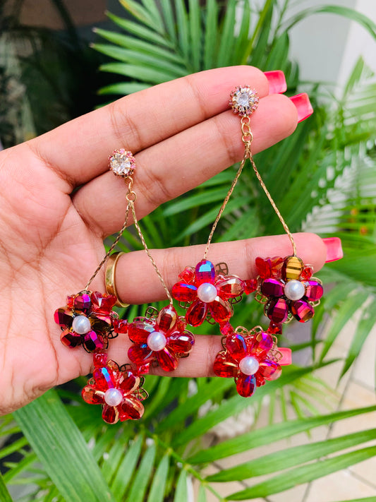 Red 3 Flower Danglers