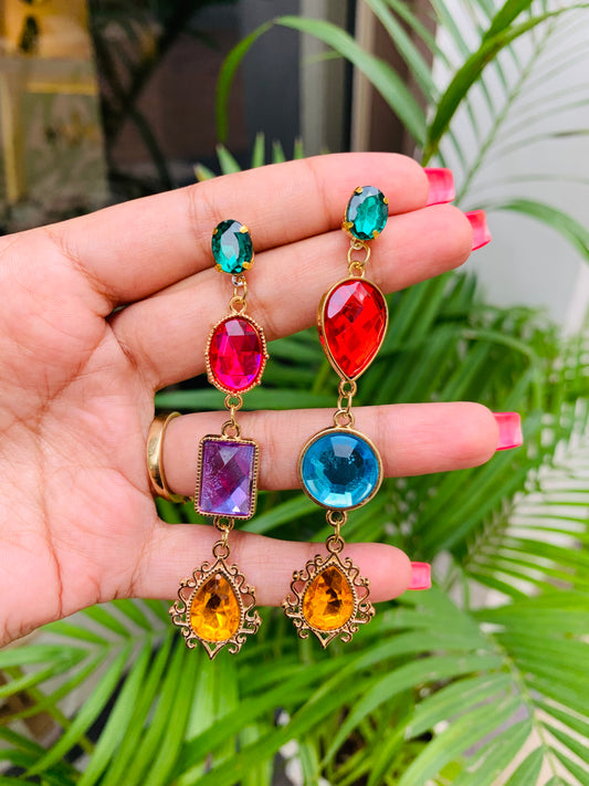 Long Multicolor Stones Earrings