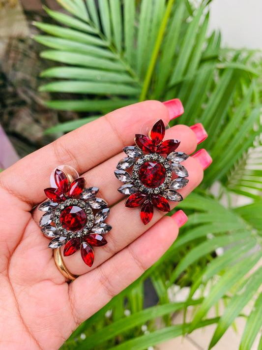 Red Stone Western Stud Earrings