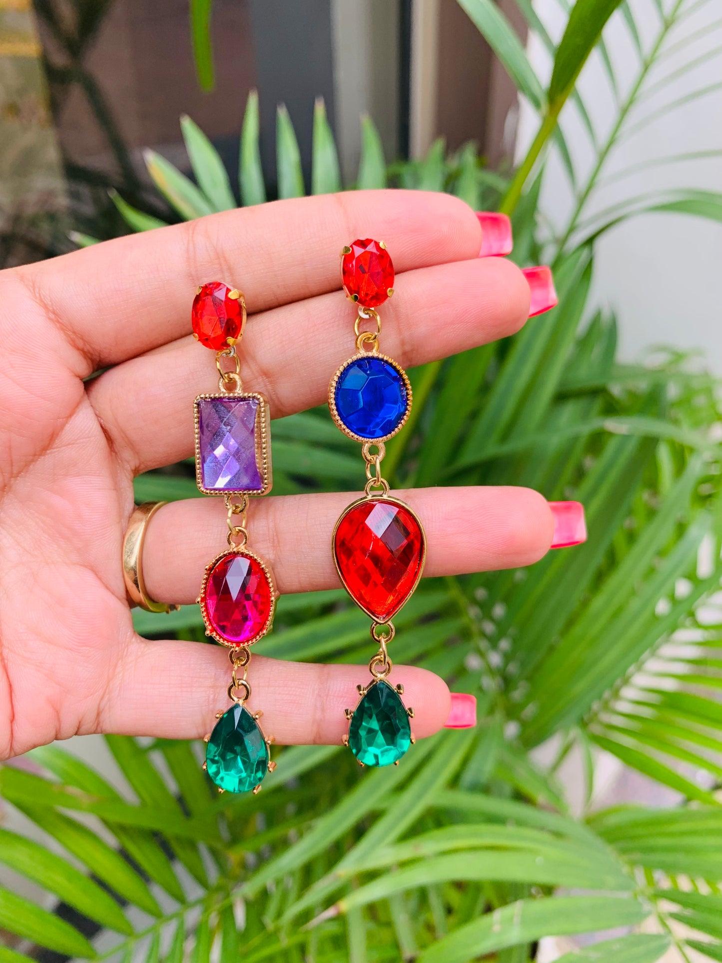 Long Multicolor Stones Earrings