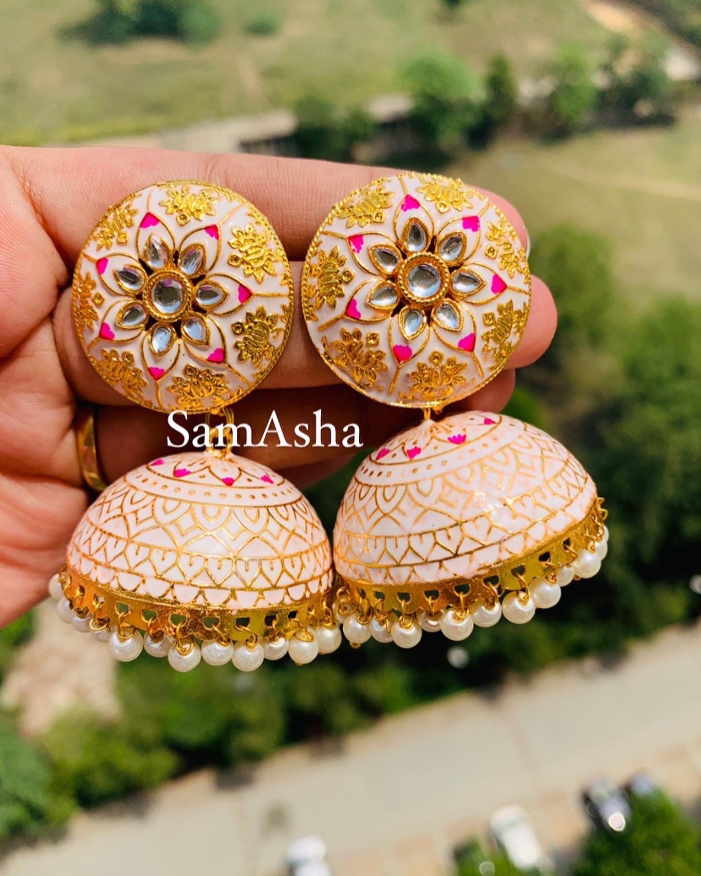 Meenakari Stud Jhumkas