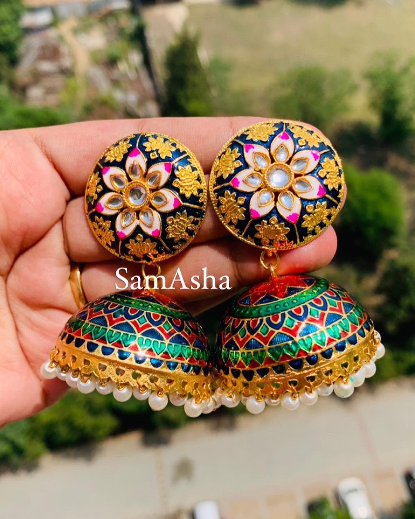 Meenakari Stud Jhumkas