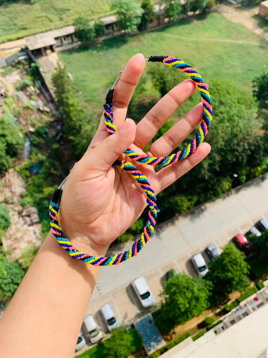 Multicolor Beaded Hoops