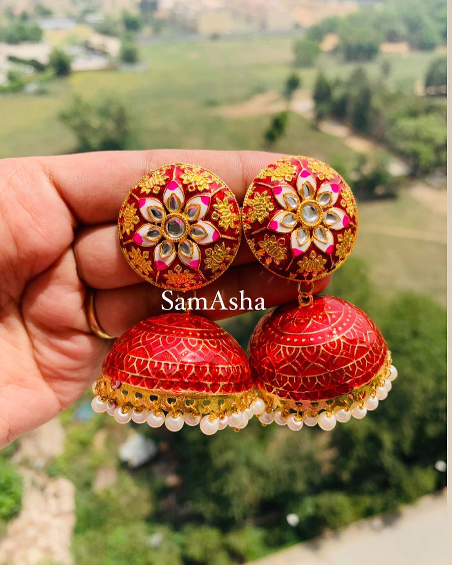 Meenakari Stud Jhumkas