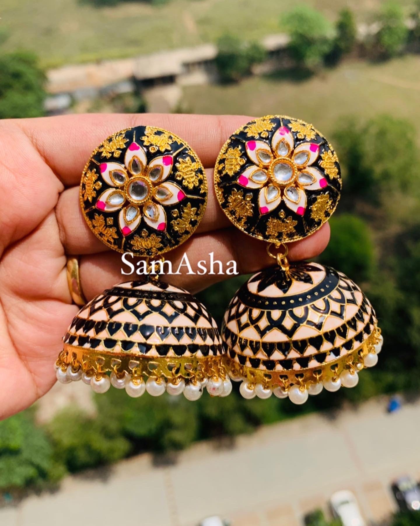 Meenakari Stud Jhumkas
