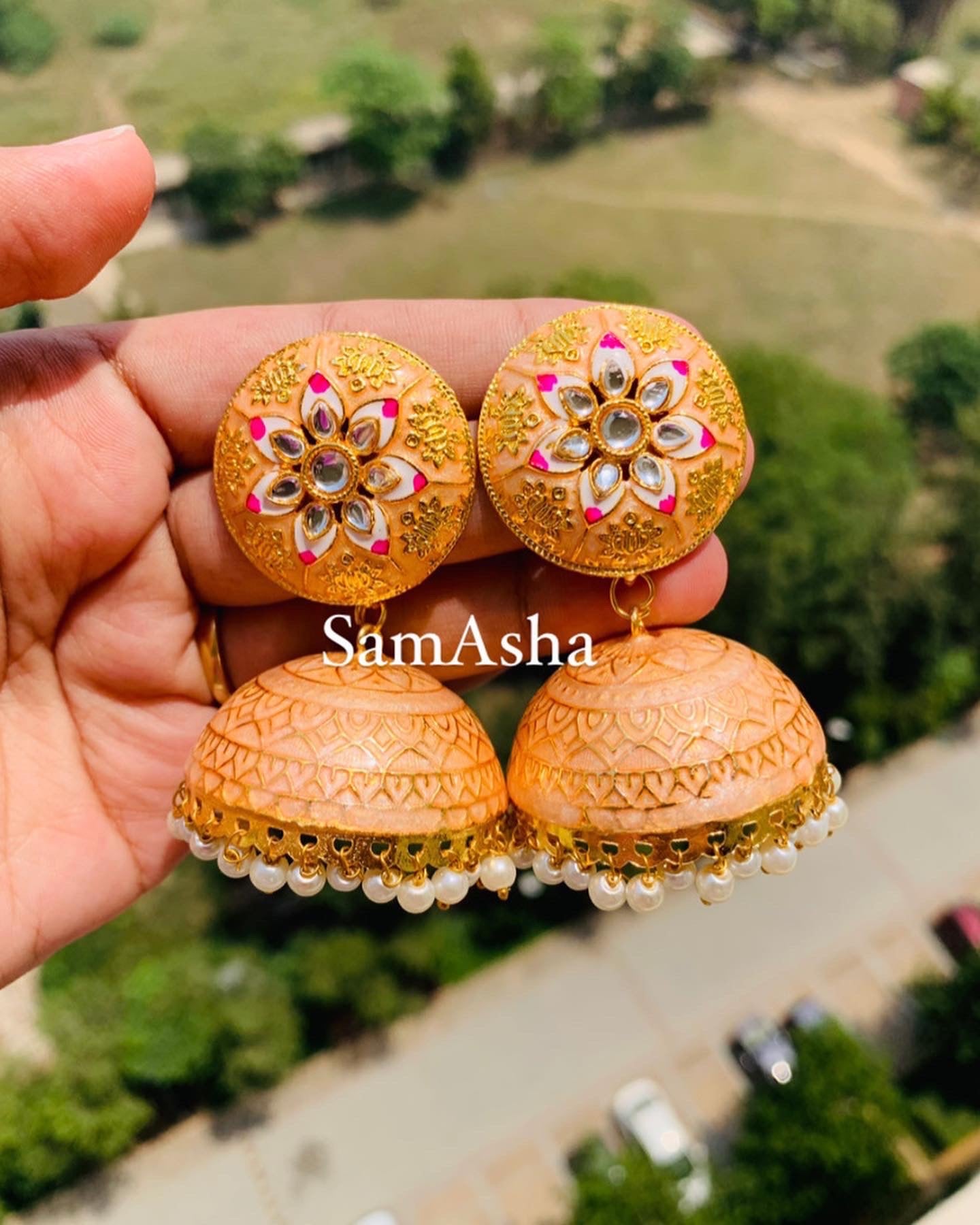 Meenakari Stud Jhumkas