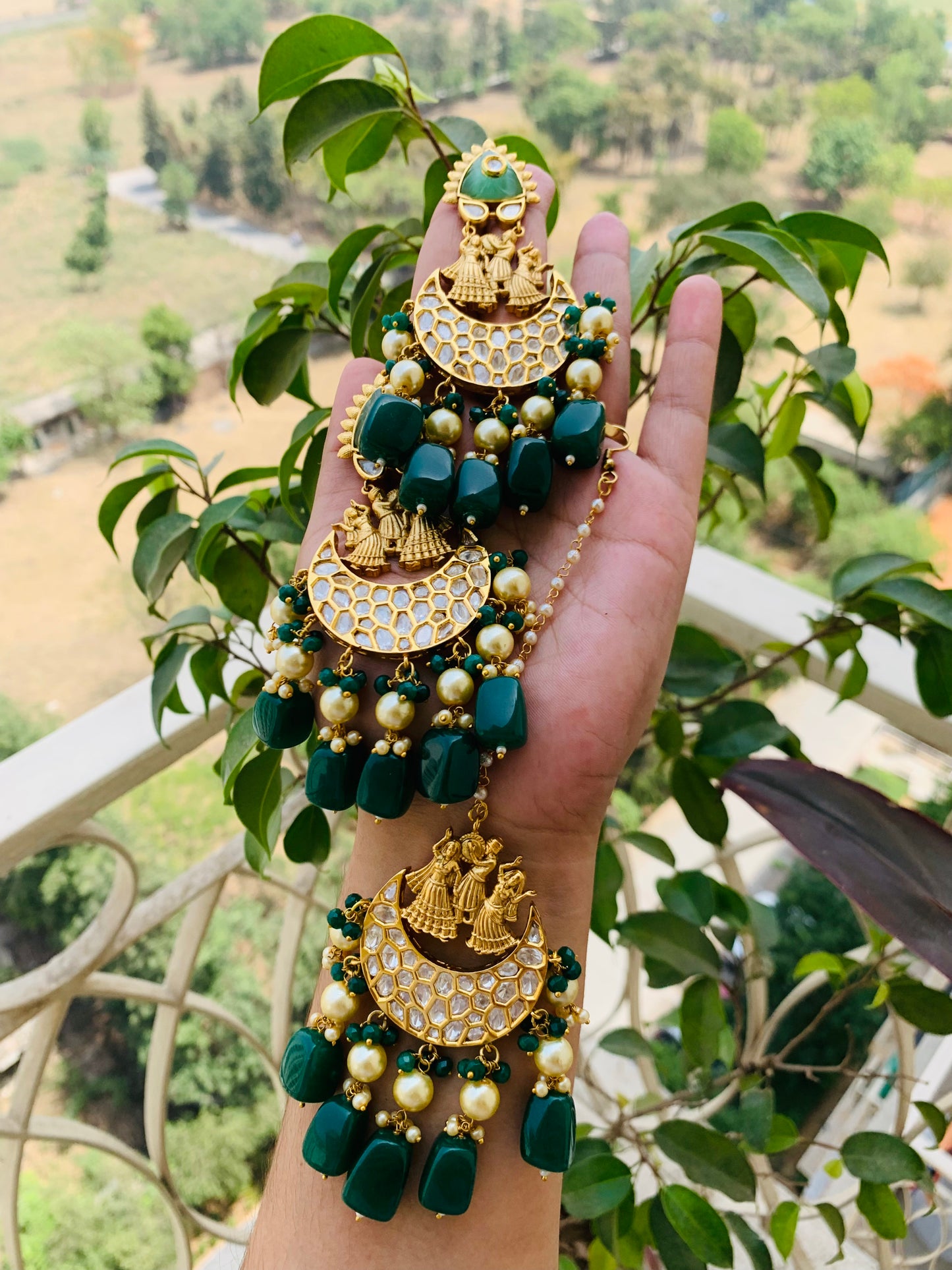 Statement Earrings with Matching Maang Tikka