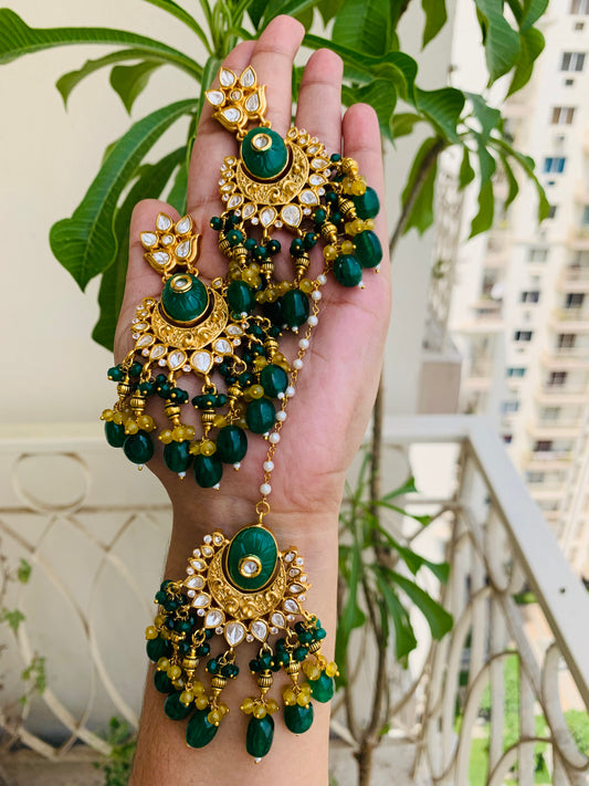 Traditional Earrings with Maang Tikka Set