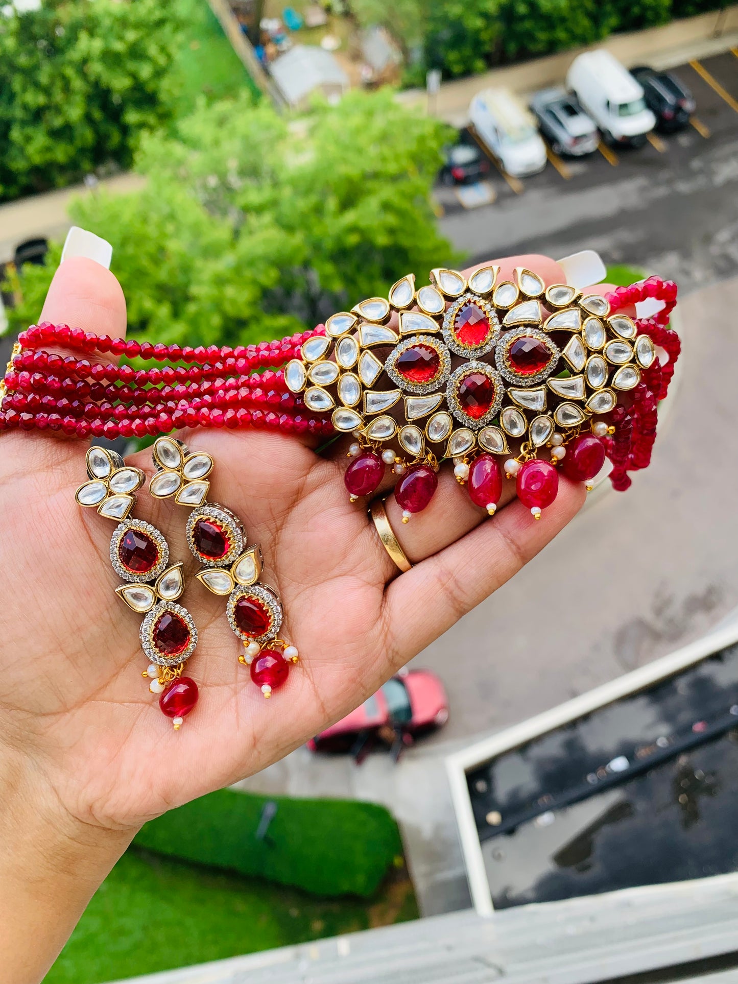 Red Kundan Choker