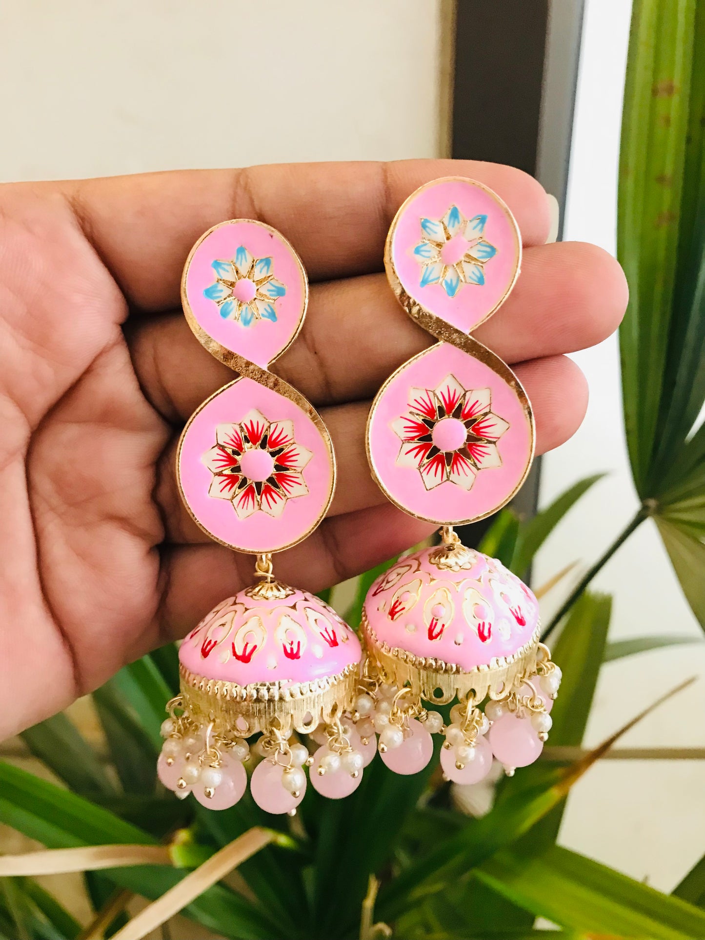 Designer Meenakari Jhumkas